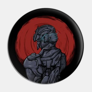 Red Moon Robot Fighter Pin