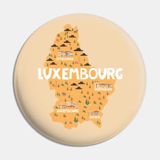 Luxembourg Illustrated Map Pin