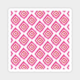 Watercolor Ikat Pattern - Orange and Pink Magnet