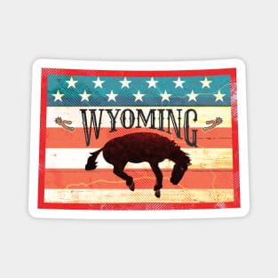 Wyoming Vintage Flag Bucking Bronco Magnet