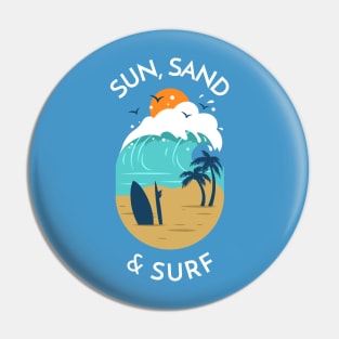 Sun, Sand & Serf Beach Pin