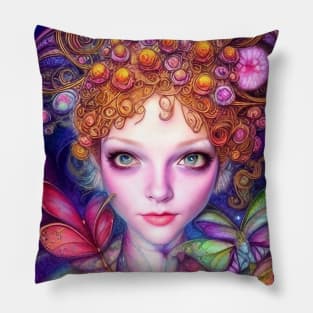 Beautiful Vibrant Faerie Princess Pillow