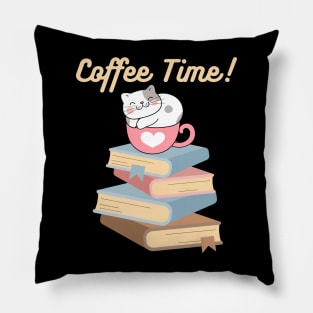 Coffee Time Cat Pillow