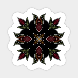 Symmetrical Floral Mandala Red-Green Magnet