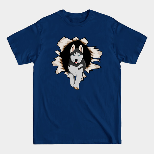 Disover siberian husky out of a hole - Siberian Husky - T-Shirt