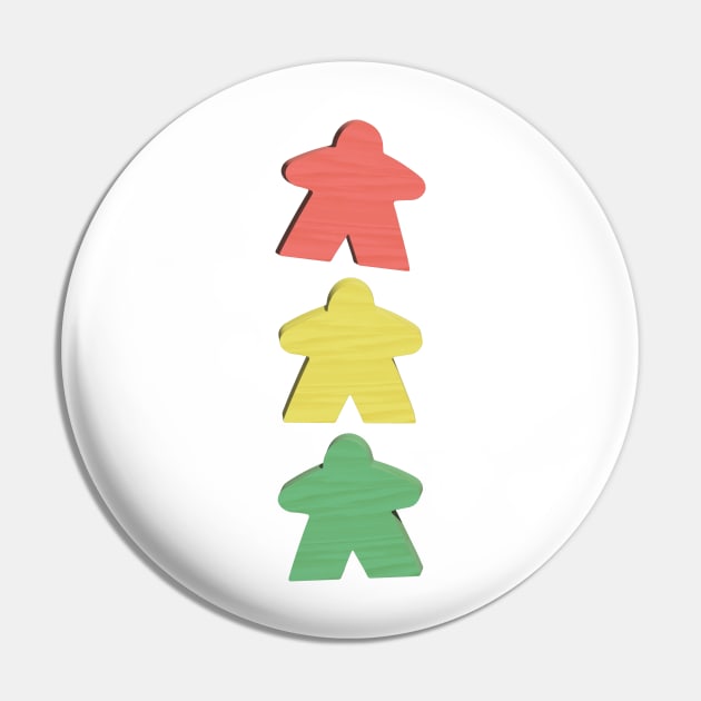Meeple 3D Wood Game Piece Traffic Signal Light Pin by gloobella