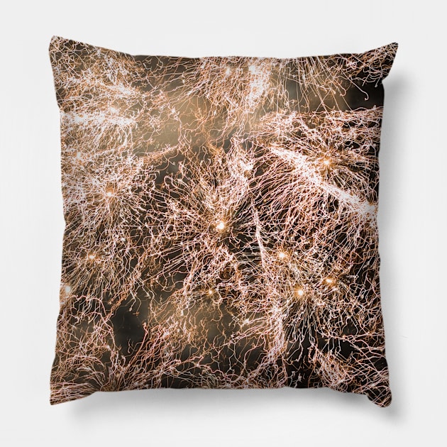 Sparkly gold fireworks Abstract Pillow by PLdesign