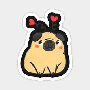 Pug with hearts Magnet