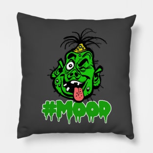 Hashtag Monster Mood! Graphic Design Cartoon Tee Pillow