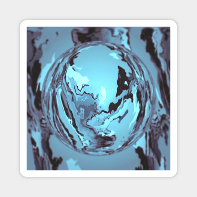 Blue Marble Aqua Abstract Magnet by Moon Art