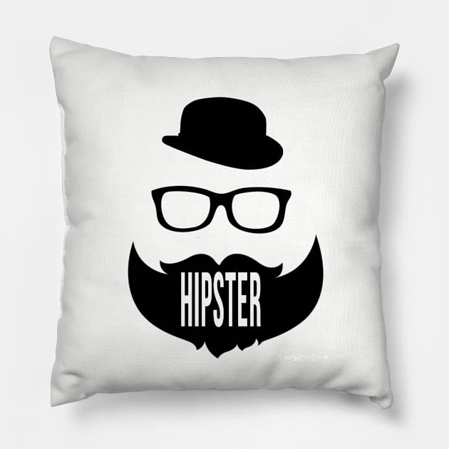 I'M A HIPSTER (Black beard) Pillow by theenvyofyourfriends