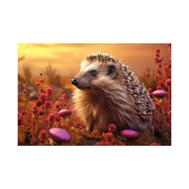 Hedgehog Animal Wildlife Wilderness Colorful Realistic Illustration by Cubebox