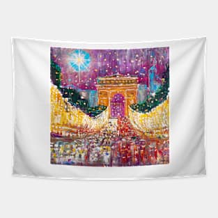 Christmas Star Over Paris Tapestry