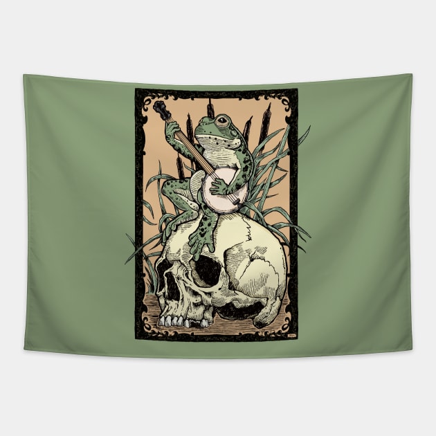 Victorian Frog with Banjo Tapestry by ZugArt01