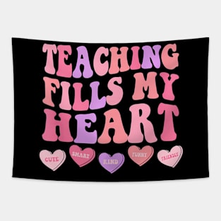 Teaching Fills My Heart Groovy Teacher Valentines Day Tapestry