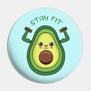 Stay Fit, cute avocado lifting weights Pin