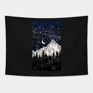 Stars Trees Dark Mountain Wonderland Celestes Studio© Tapestry