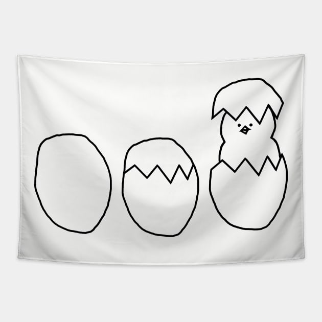Easter Eggs with a Baby Chick Outline Tapestry by ellenhenryart