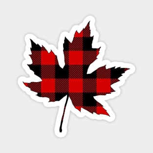 Red Plaid Maple Leaf Magnet