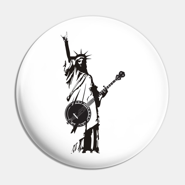 Vintage Banjo Bluegrass Playing Patriotic USA American Pin by mrsmitful01