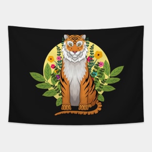 Tiger and Flowers Tapestry