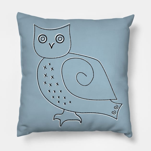 Simple Snowy Owl Line Drawing Pillow by NaturalDesign