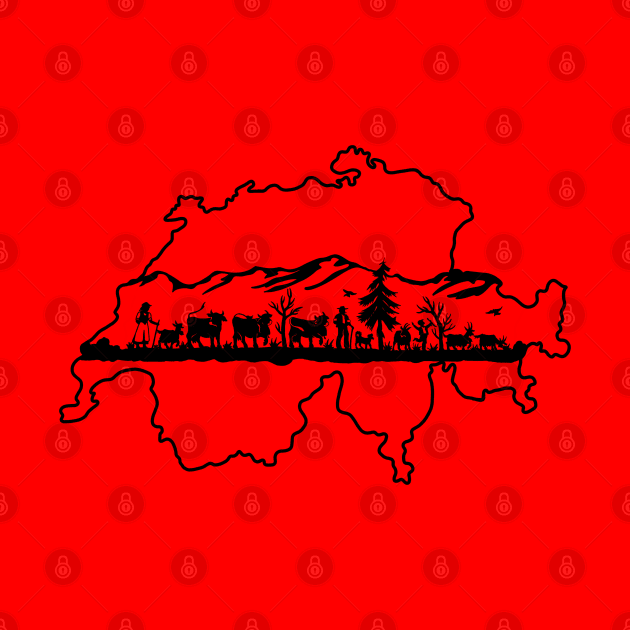 Switzerland map silhouette by BaliChili