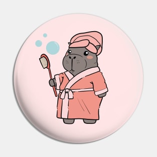 Cute Hippo ready for a bath Drawing Pin