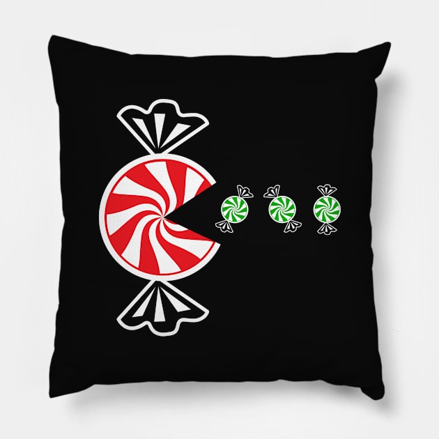 Peppermint Eating Candies Pillow by TextTees