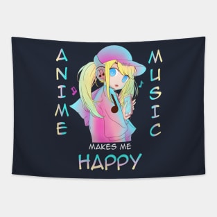 Anime Girl Street Vibe Cool Anime and Music Makes Me Happy Tapestry