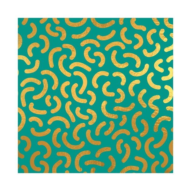 Teal Blue Gold colored abstract lines pattern by jodotodesign
