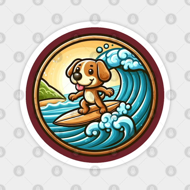 Surfing dog Magnet by The Artful Barker