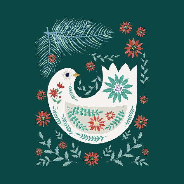 Folk Art Christmas Dove - Dove - Phone Case