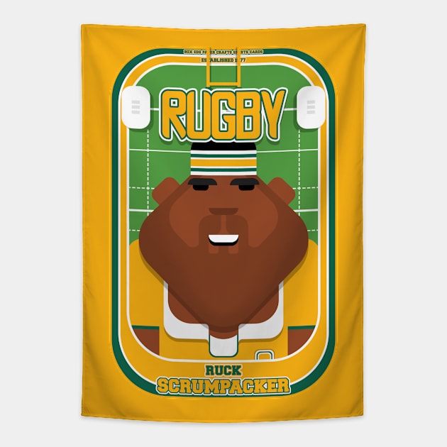 Rugby Gold and Green - Ruck Scrumpacker - Hayes version Tapestry by Boxedspapercrafts