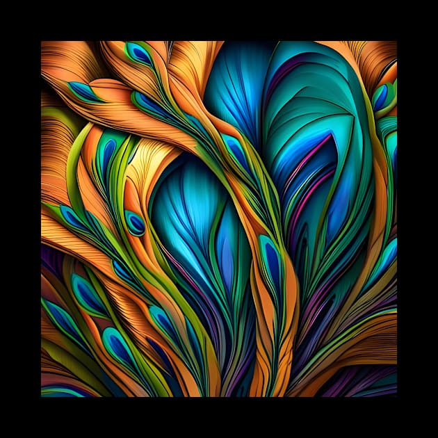 Dreamy Peacock Feathers Abstract Design by LittleBean