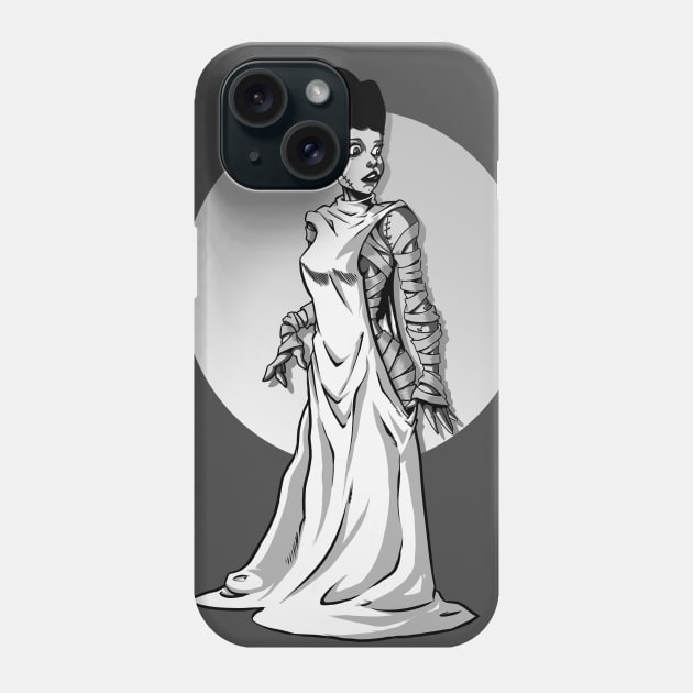Bride of Frankenstein Black and White Phone Case by LKSComic