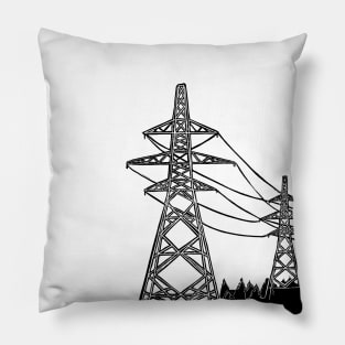 Pylons Linocut Silhouette Pillow