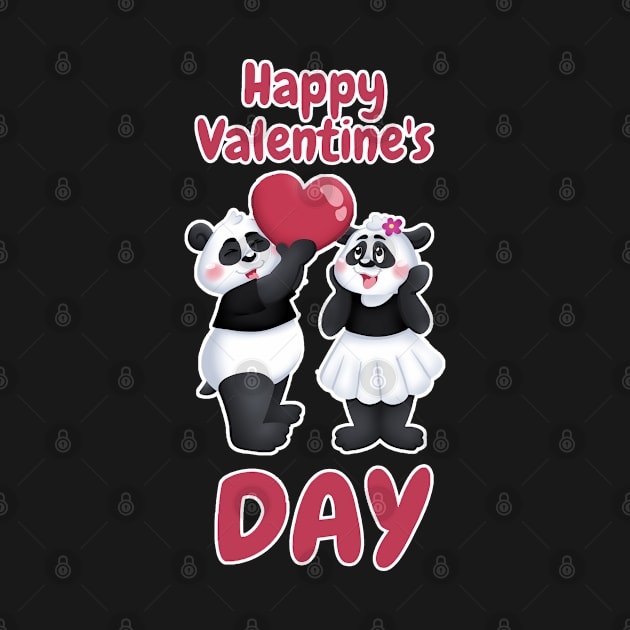 Cute Panda Couple Happy Valentine's Day by Band of The Pand