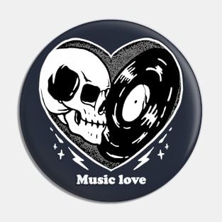 Music is love skull Pin