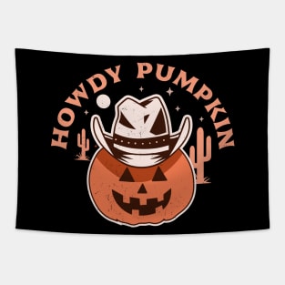 Howdy Pumpkin Cowboy Rodeo Western Country Fall Halloween Tapestry