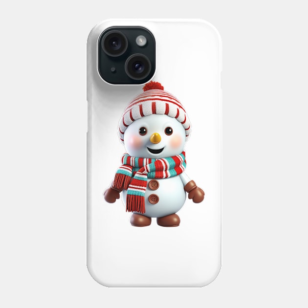 3D Snowman #1 Phone Case by Chromatic Fusion Studio