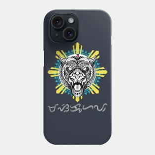 Philippine Sun Tribal line Art Tiger / Baybayin word Masikhay (Diligent ; deep and thorough) Phone Case