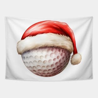 Christmas Golf Ball in Santa Hat Tapestry