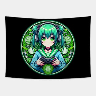 Eco friendly cute gamer girl Tapestry