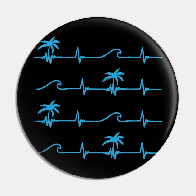 Palms and Wavs Pattern x4 Tee - Blue Pin by jhonithevoice