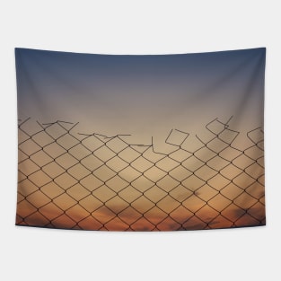 wire mesh against sunset Tapestry