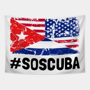 SOS Cuba Flag Free Cuba Libre 2021 Tapestry