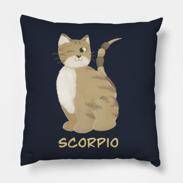 Scorpio cat zodiac sign Pillow by AbbyCatAtelier