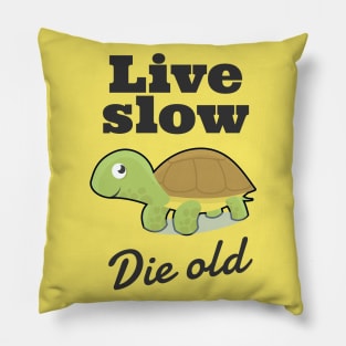 Live Slow Die Old Turtle Philosophy Pillow