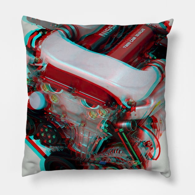 Nissan SR20DET Engine Pillow by InLieuOfFlowers